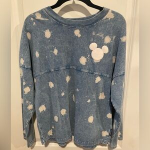 Disneyland spirit jersey blue denim bleach denim Mickey Mouse sweatshirt size XL